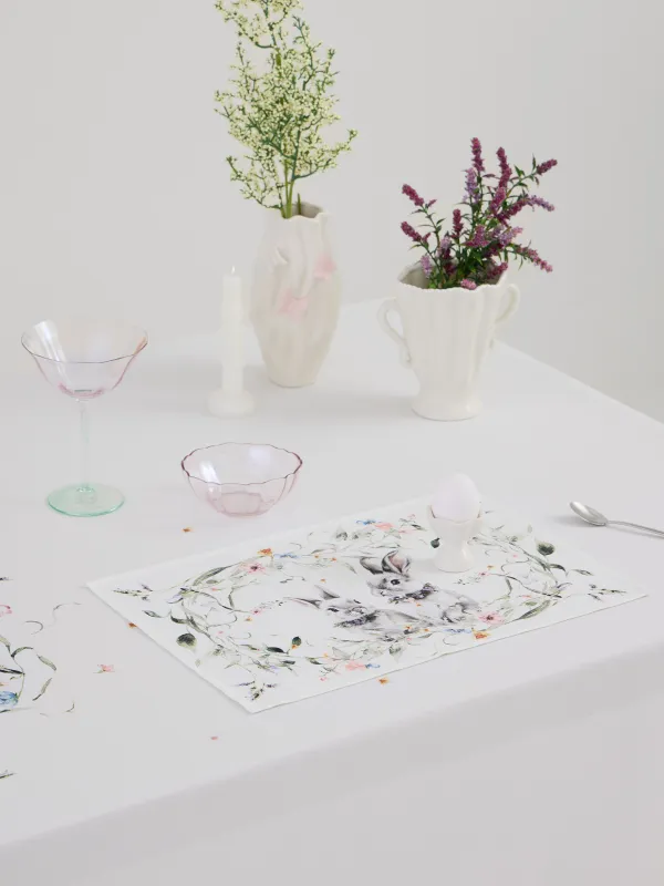 Аспаптарға арналған майлық, 30х45 см, полиэстер, ақ, Қояндар мен гүлдер, Rabbits in flower, image-5