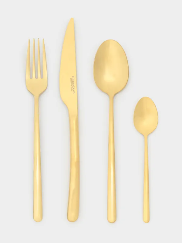 Ас құралдары, 6 адам, 24 зат, болат, алтын түстес, Toscana gold, image-2