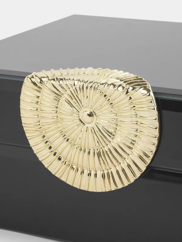 Зергерлік қорап, 18х14 см, шыны/металл, айна, қара, Glossy black, image-4