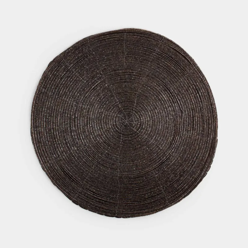 Салфетка под приборы, 36 см, бисер, круглая, коричневая, Rotation beads