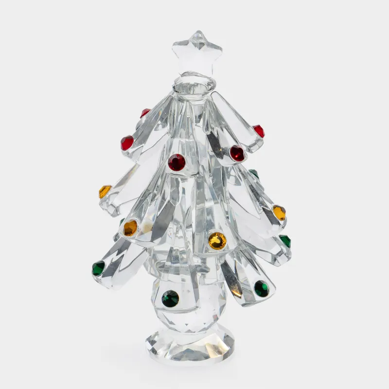 Статуэтка, 10 см, стекло, Елка с кристаллами, Christmas vitreous