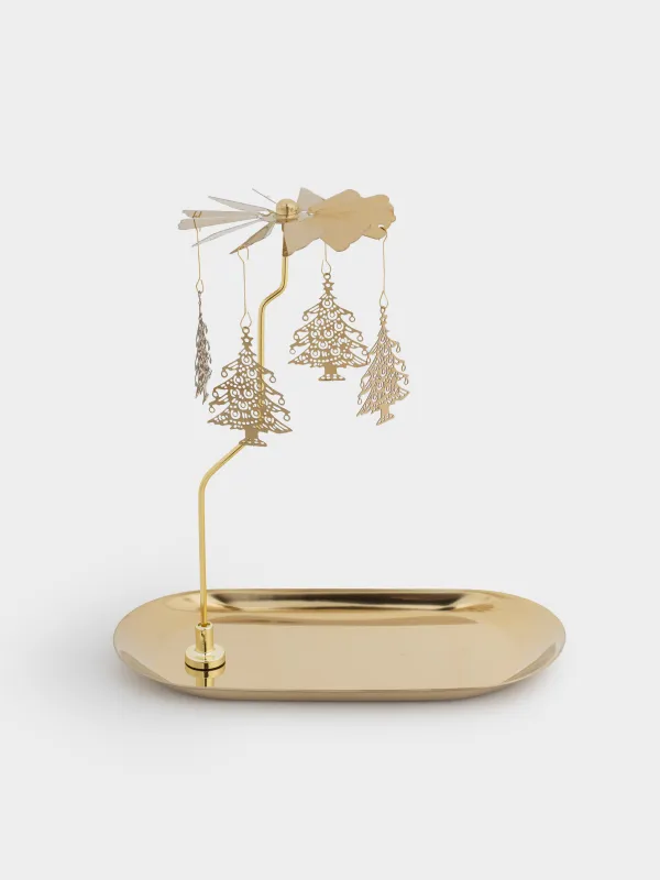 Шам тұғыры, 19 см, металл, сопақ, алтын, Шыршалар, Fantastic gold, image-0