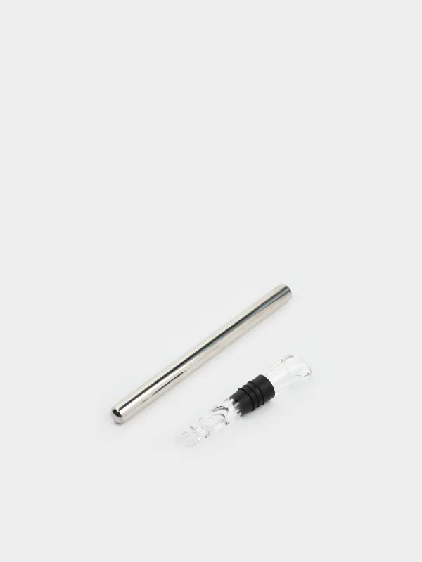 Шарап бөтелкесіне арналған салқындатқыш-дозатор, 33 см, болат / пластик / силикон, BAR, image-4