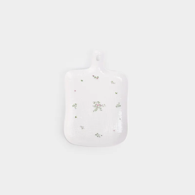 Сервистік ыдысы, 16х31 см, тұтқасы бар, керамика, сүт түстес, гүлдер, El floria, image-0