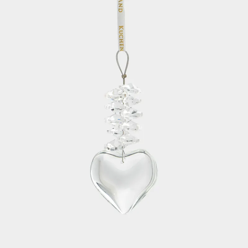 Шырша ойыншығы, 10 см, шыны, Жүрек, Ice crystal