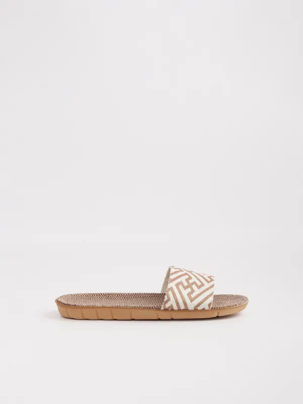 Әйелдер сандалдары, өлшемі 35-36, полиэстер/ЭВА, сарғылт-қоңыр және сүт, Геометрия, Walk, image-0