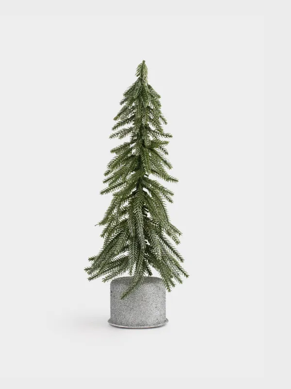 Ель искусственная, 40 см, с подсветкой, вращающаяся, пластик, Ель с блестками, Conifer decor, image-0