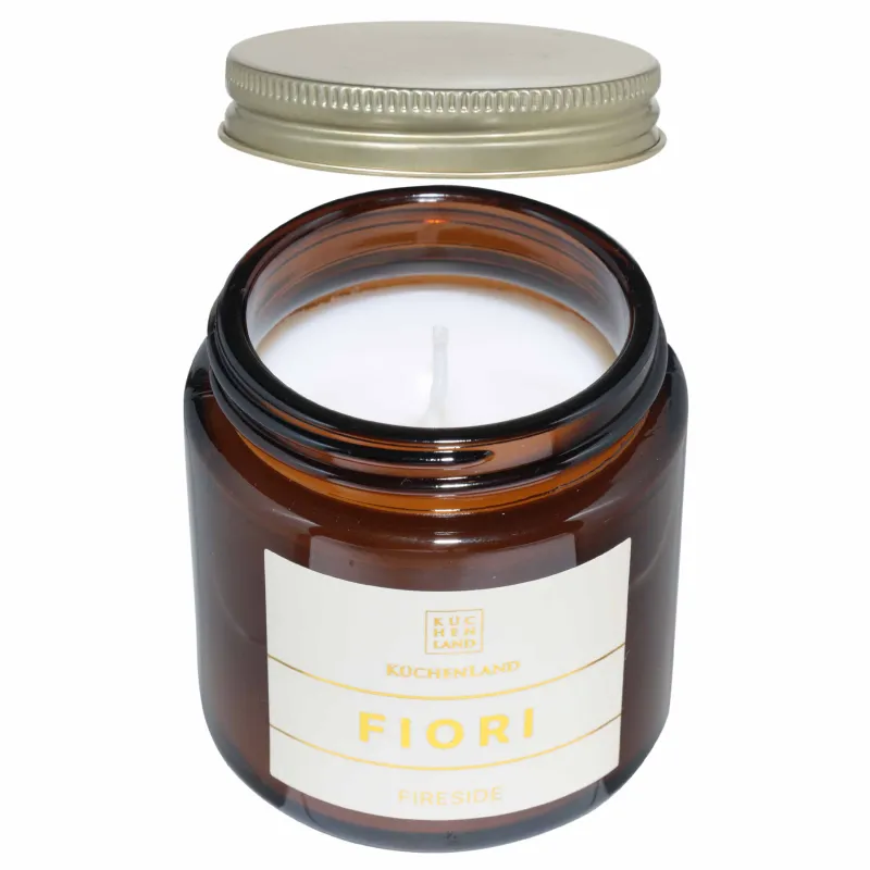 Хош иісті шам, 6 см, шам ұстағышта, қақпағы бар, Cinnamon Spiced Custard, Fiori, image-1