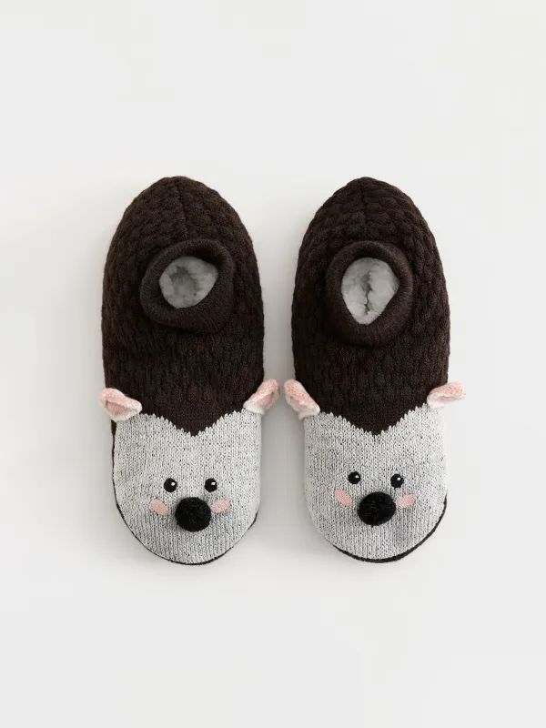 Әйелдер шұлықтары, үйге арналған, өлшемі 36-38, акрил/шерпа, қоңыр, Кірпі, Funny warm, image-0