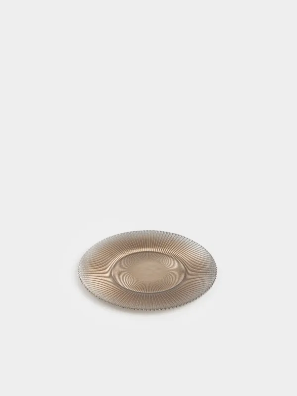 Тіскебасар тәрелкесі, 23 см, Р шынысы, алтын түстес, Ribby color, image-1