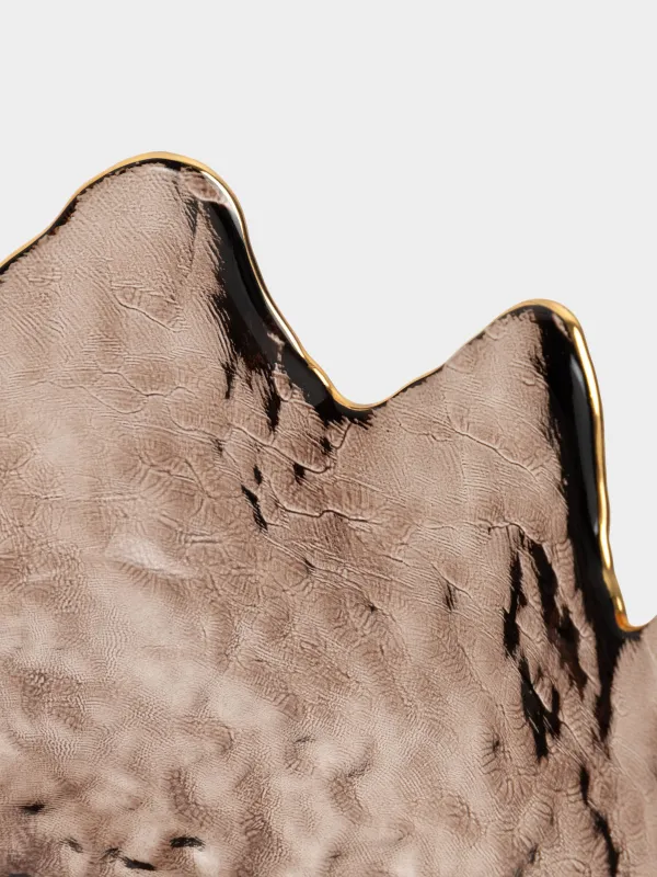 Блюдо на ножке, 20х10 см, с золотистым кантом, Nautilus color, image-3