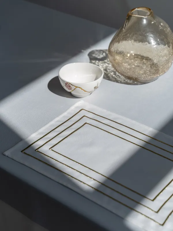 Аспаптарға арналған майлық, 30х45 см, 2 дана, полиэстер, тікбұрышты, ақ, сызықтар, Trim gold, image-5