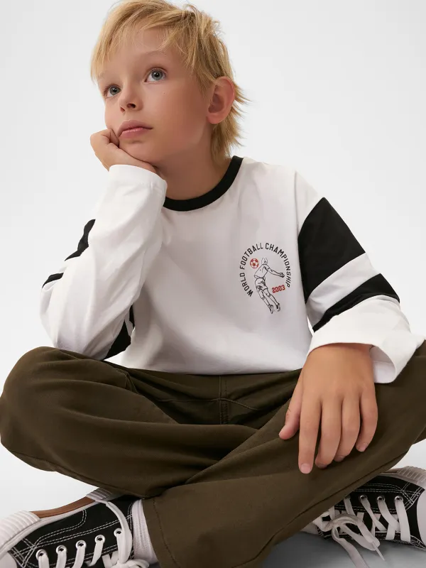 Лонгслив детский, для мальчиков, хлопок, белый, Ulian, image-3