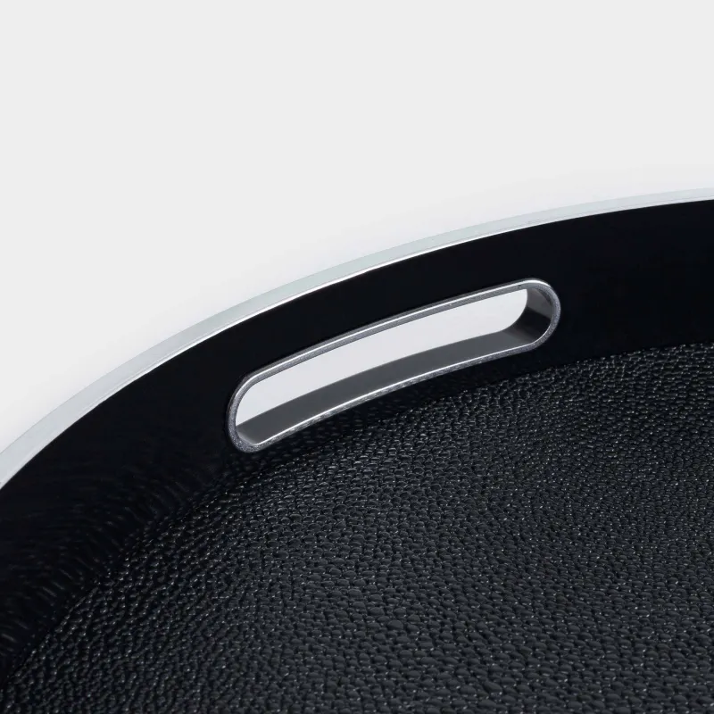 Науа, 34 см, жасанды былғары/пластик, дөңгелек, қара және күміс, былғары тренд, image-6