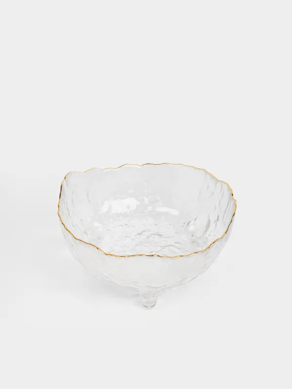 Салат ыдысы, 21х10 см, 1,3 л, аяқты, шыны, алтын жиектері бар, Nautilus gold, image-4