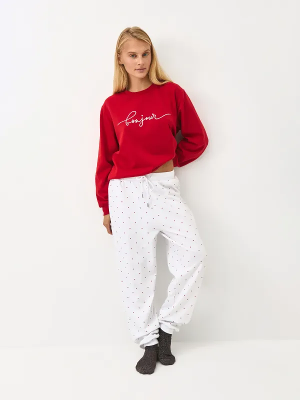 Әйелдер киім жиынтығы, үйге арналғанге арналған, өлшемі S, полиэстер/вискоза, қызыл және ақ, Жүректер, Jodie, image-4