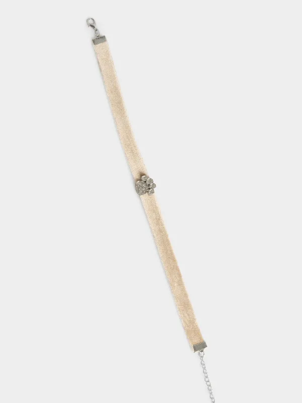 Ошейник для животных, 25/30 см, декоративный, бархат/металл, золотистый, Лапка, Golden pet, image-3