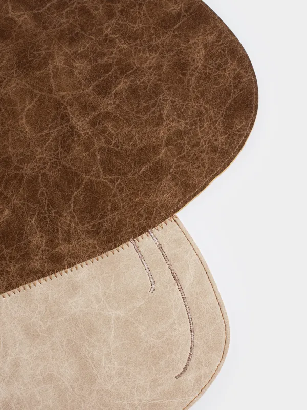 Салфетка под приборы, 40х45 см, ПВХ/полиэстер, фигурная, бежево-коричневая, Грибы, Rock shape, image-1