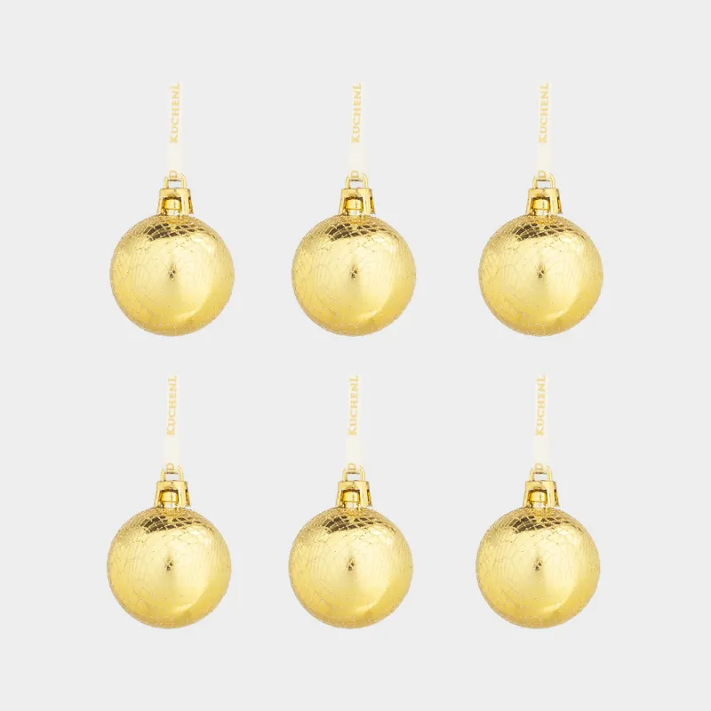 Шырша ойыншығы, 4 см, 6 дана, пластик, шампан, Шар, Ball sparkle