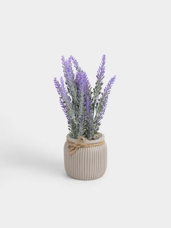 Растение искусственное, 26 см, в горшке, пластик/цемент, Лаванда, Lavender, image-0