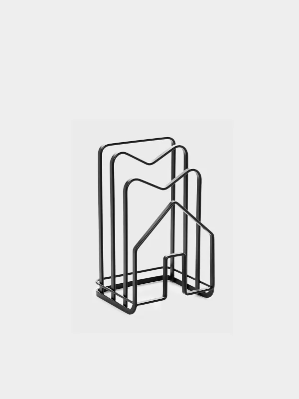 Кесу тақталары мен қақпақтарын ұйымдастырушы стенд, 21x12 см, 3 PD, металл, қара, үй, Twist black, image-0