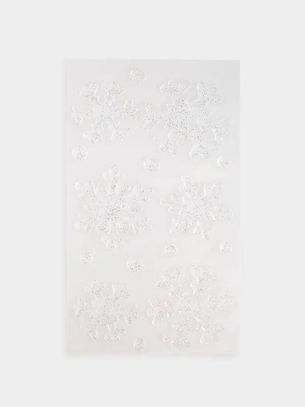 Набор наклеек, 14х25 см, многоразовые, термопластик, Блестящие снежинки, Christmas decal, image-0
