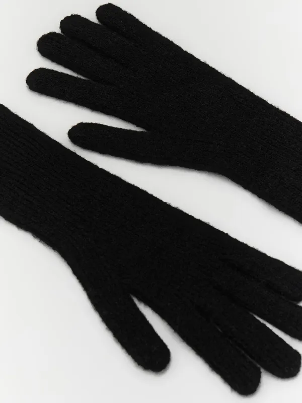 Әйелдер қолғаптары, бірыңғай өлшем, акрил/полиэстер/нейлон, қара, Knitting, image-1