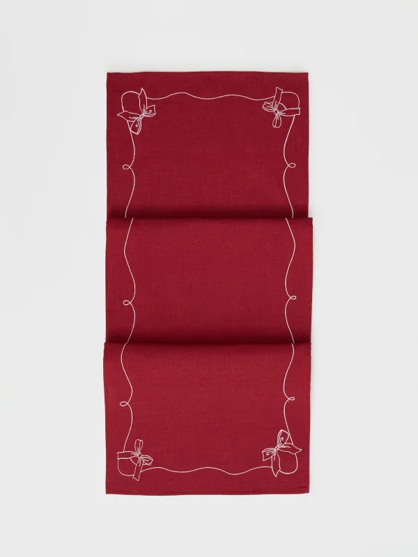 Дорожка настольная, 40х160 см, полиэстер, красная, Банты, Bow color, image-0