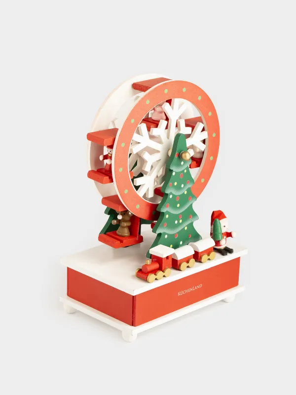 Статуэтка музыкальная, 20 см, заводная, МДФ, красно-белая, Карусель-елка, Christmas style, image-2
