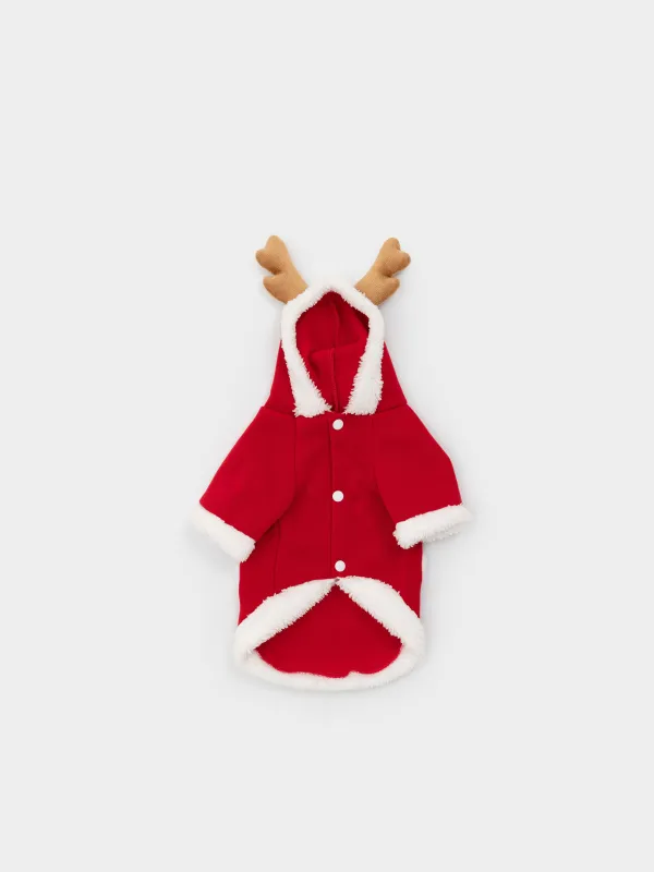 Жануарларға арналған костюм, 30 см, өлшемі S/M, карнавалдық, полиэстер, қызыл, Қолғаптар, Christmas pet, image-0
