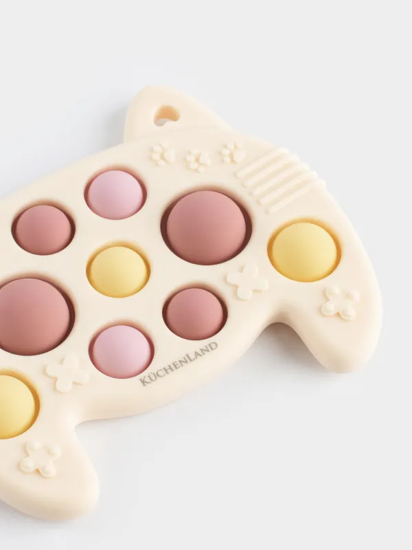 Дамытушы ойыншық, 10х8 см, пластик/силикон, сарғылт-қоңыр, Мысық-ойын пульті, Pop-it, image-3