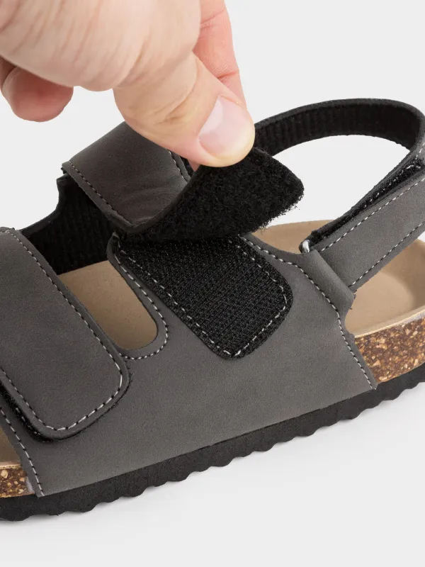 Балаларға арналған сандалдар, өлшемі 24, ұлдарға арналған, жабысқышы бар, жасанды күдері, сұр, Suede kids, image-6