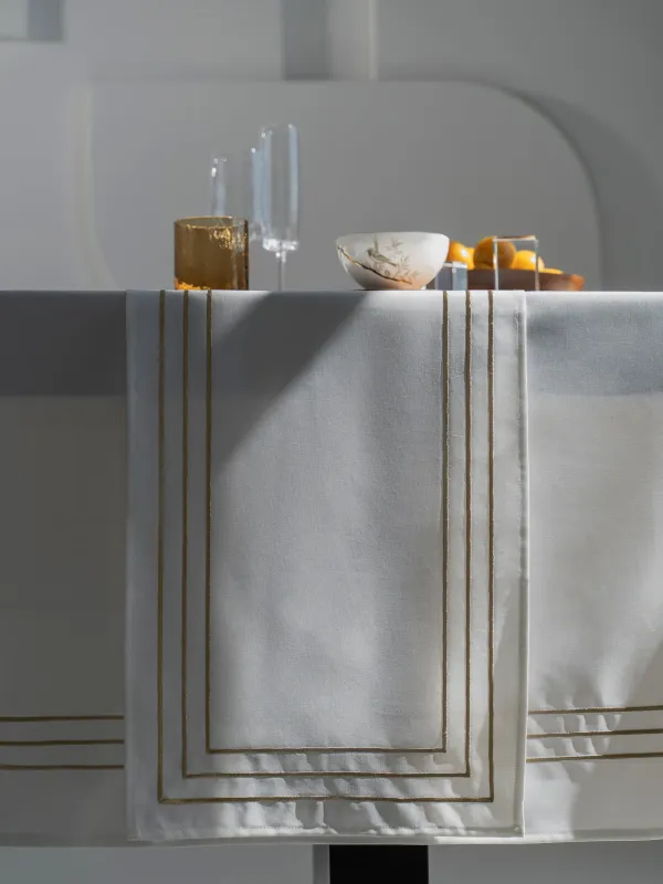 Үстел төсеніші, 40х160 см, полиэстер, ақ, Сызықтар, Trim gold, image-3