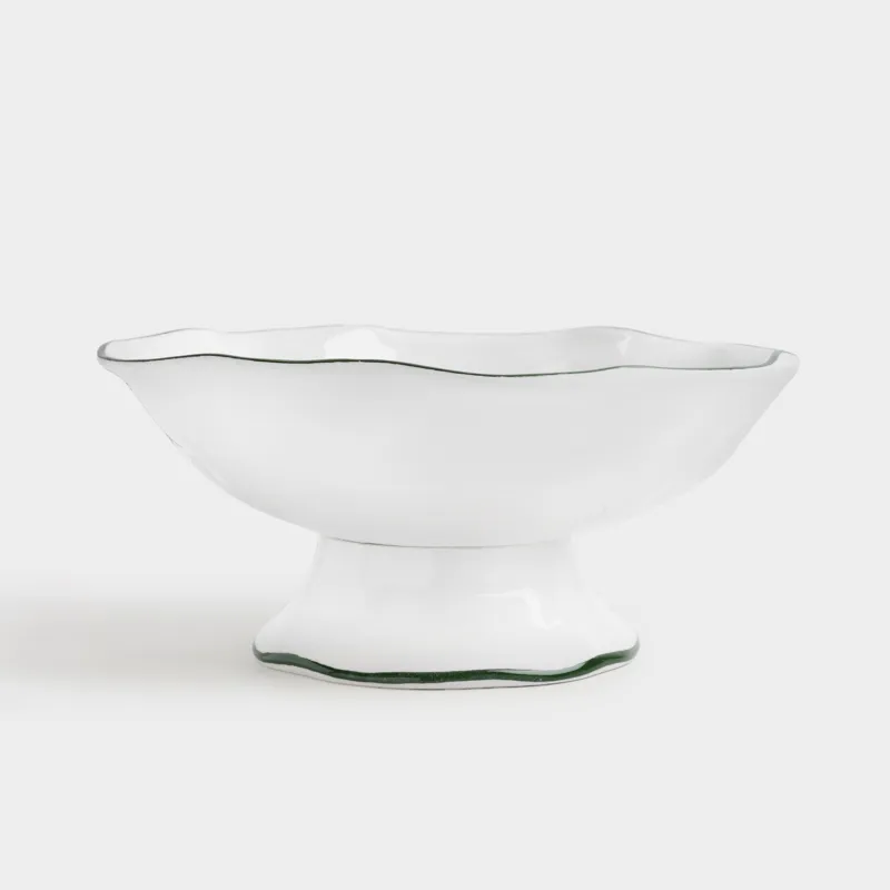 Жеміс вазасы, 27х12 см, аяқты, керамика, Жылқы, Сhristmas green