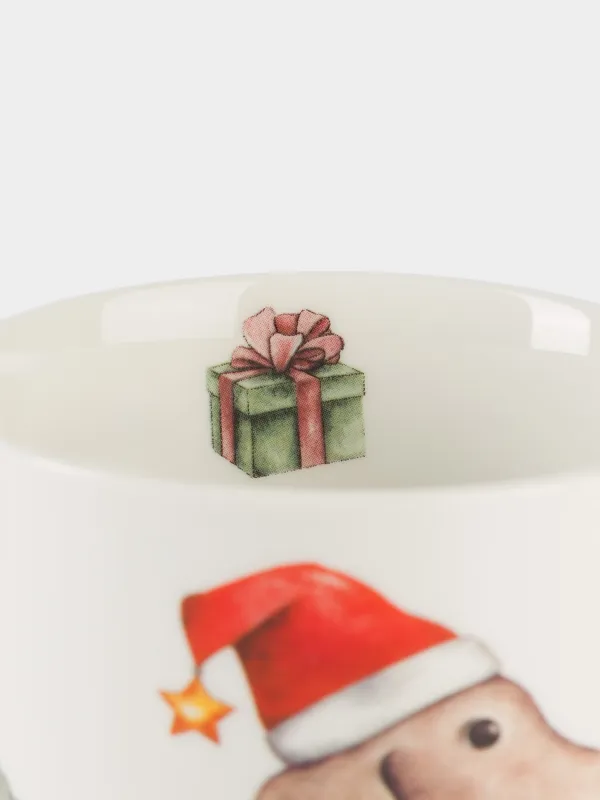 Кружка, 320 мл, фарфор N, белая, Такса с елкой, Christmas dog, image-4