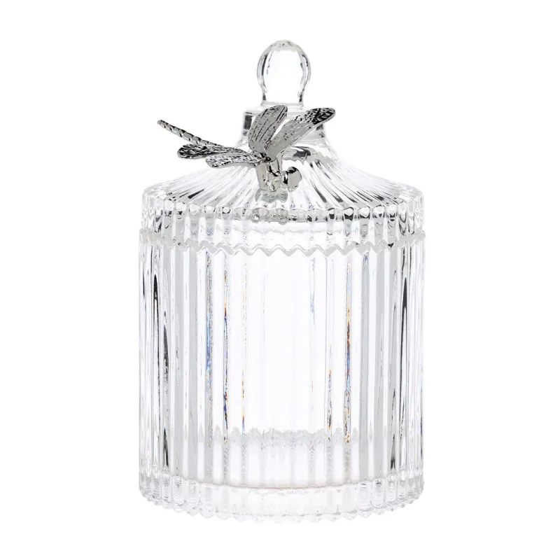 Кәмпит ыдысы, 17х10 см, қақпағы бар, шыны Р/металл, Күміс инелік, Selene