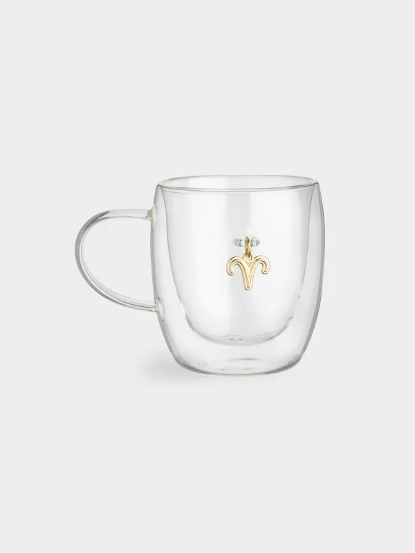 Саптыаяқ, 280 мл, шыны Б/металл, алтын түстес аспасы бар, Тоқты, Air figure zodiac, image-0