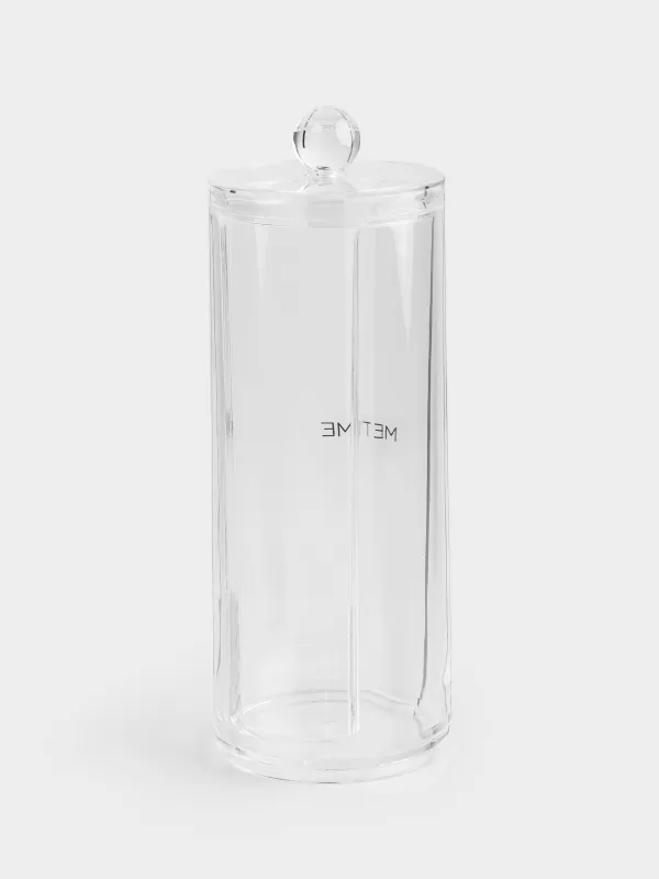 Контейнер для ватных дисков, 7х20 см, с крышкой, пластик, Basic font, image-1