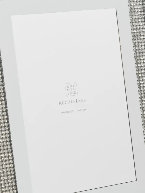 Фоторамка, 18х23 см, стекло, зеркальная, Серебристые кристаллы, Glossy crystal, image-3