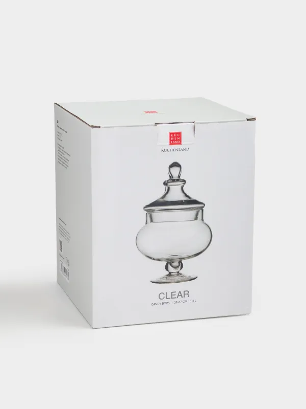 Кәмпит ыдысы, 17х26 см, аяқта, қақпағы бар, шыны, Clear, image-3