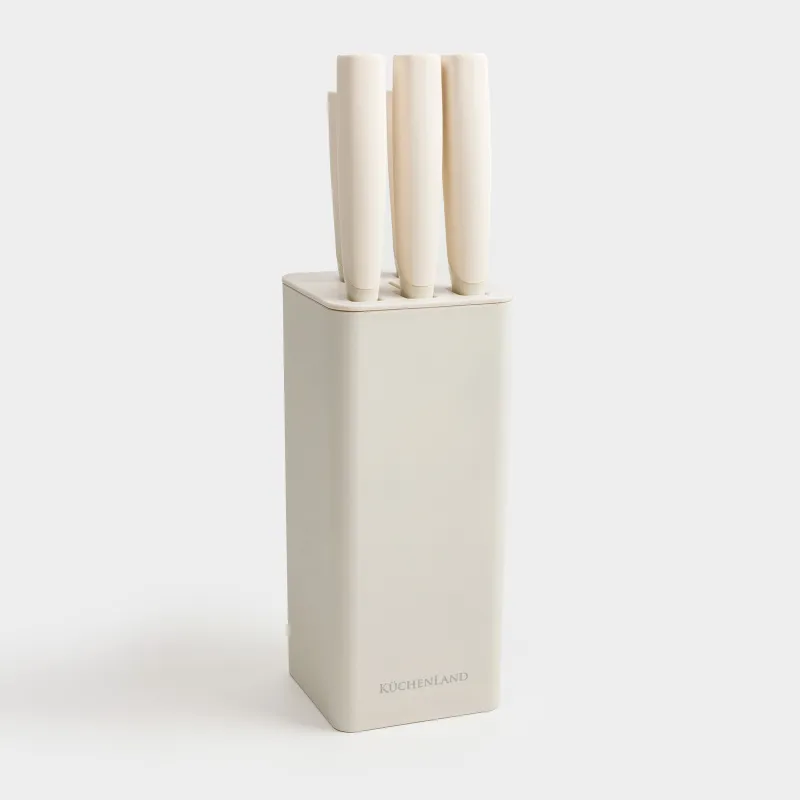 Пышақтар жинағы, 5 зат, тұғырда, болат/пластик, сарғылт-қоңыр, Levadi