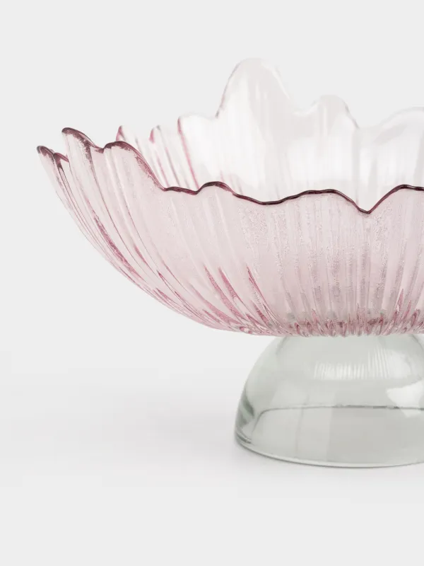 Жеміс вазасы, 30х16 см, аяқты, шыны Р, күлгін, Жасыл аяқ, Verge, image-1