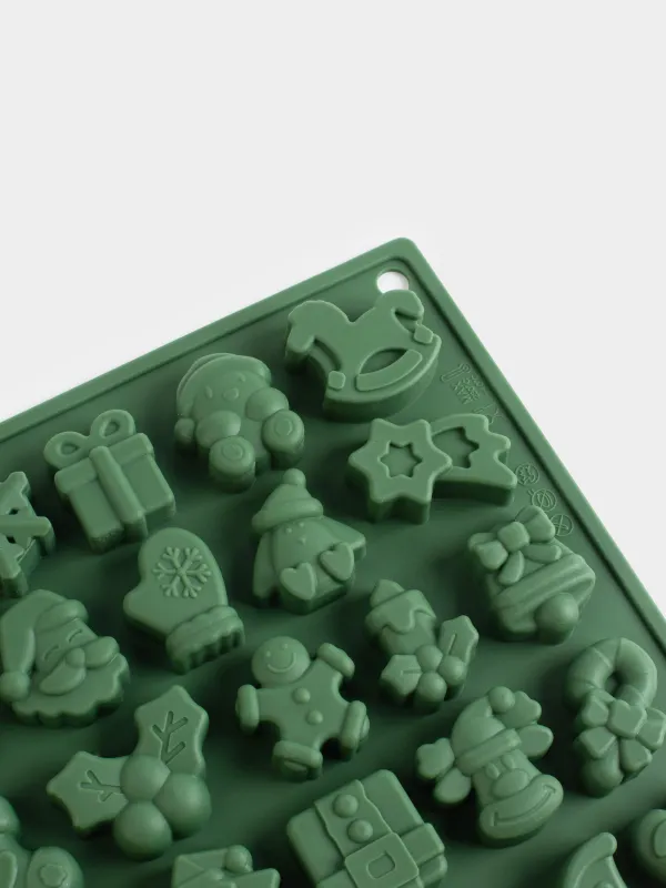Мұз бен шоколадқа арналған қалып, 19х18 см, 25 бөлім, силикон, жасыл, Мерекелік атрибуттар, Bakery color, image-2