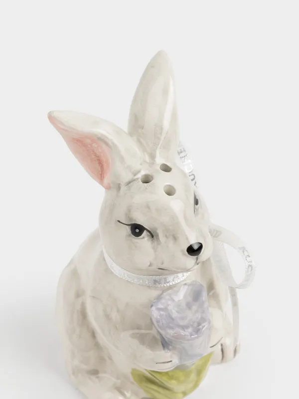 Емкость для соли или перца, 10 см, керамика D, серая, Кролик с цветком, Easter, image-2