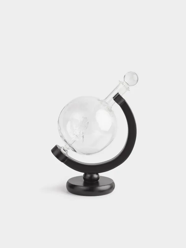 Графин, 650 мл, тұғырда, ағаштан жасалған шыны, Арыстаны бар глобус, Bar, image-0