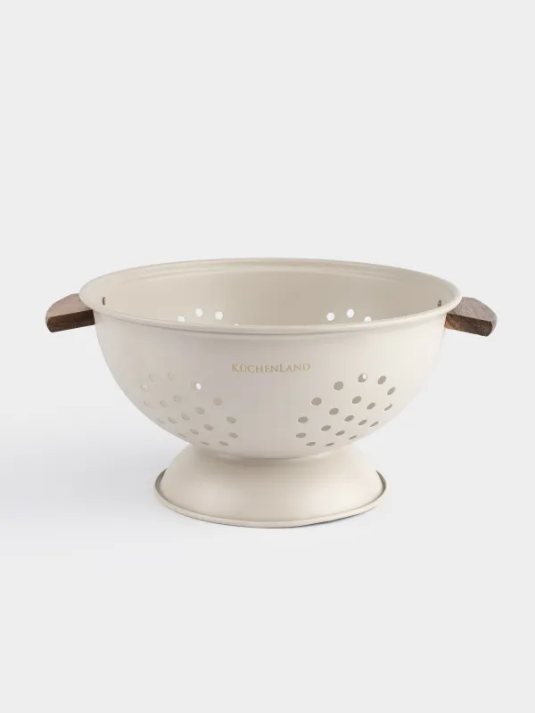 Кепсер, 24 см, тұтқалары бар, металл/ағаш, сүт түстес, Ritlen, image-0