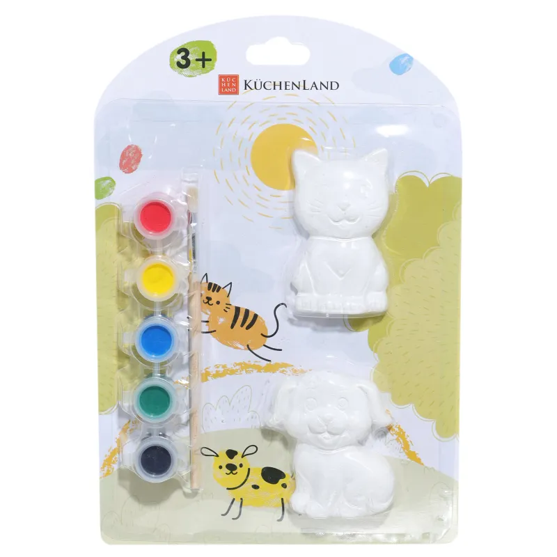 Шығармашылық жиынтығы, 2 зат, кескіндеме, керамика, Мысық және күшік, Cat, image-3