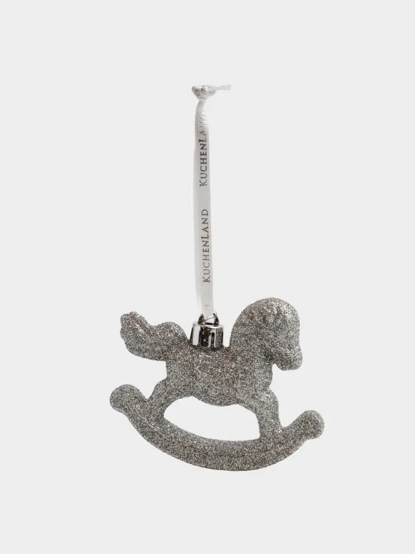 Шырша ойыншығы, 8 см, пластик, жылтыр, күміс, Тербелетін ат, Figure sparkle, image-2