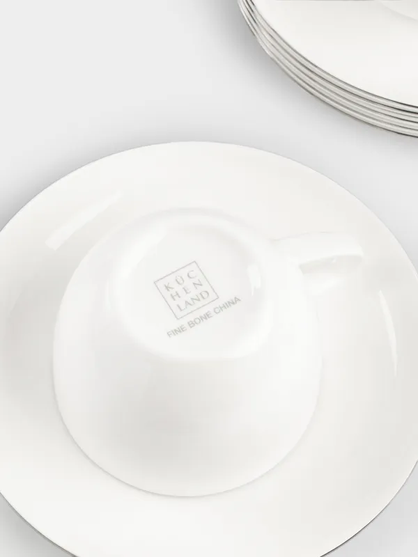 Пара чайная, 6 перс, 12 пр, 250 мл, фарфор F, белая, Ideal silver, image-2