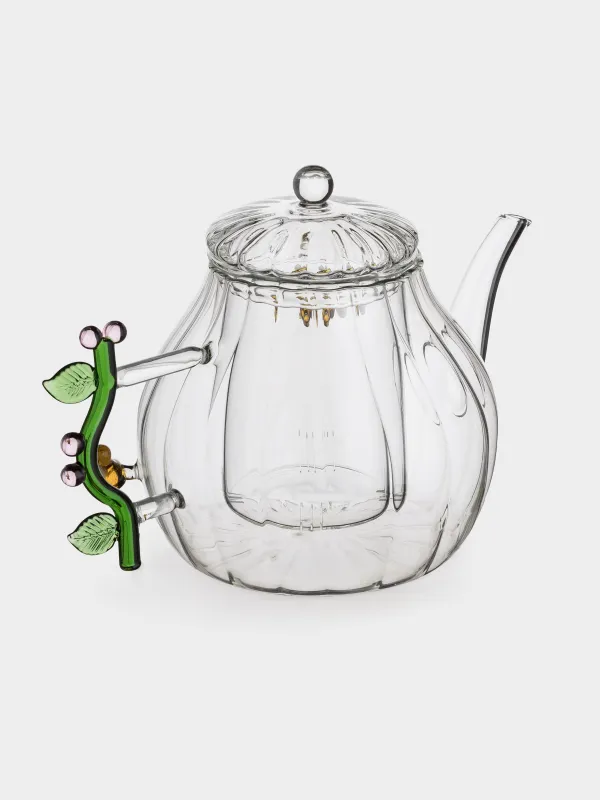 Чайник заварочный, 1 л, стекло Б, с зеленой ручкой, Пчелы, Camellia decor, image-1